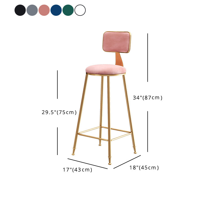 Glam Style Bar-stool Metal Legs Round Velvet Seat Barstool for Kitchen Clearhalo 'Bar Furniture' 'Bar Stools' 'bar_stools' 'furn' 'furn_bar_stools' 'furniture_bar_stools' 'Kitchen & Dining Furniture' 'kitchen&dining_furn' 'kitchen' 'kitchen_furn' Furniture' 4439914
