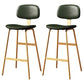 Modern Style Bar-stool Metal Legs Bucket Leather Seat Barstool for Restaurant Kitchen Green Gold 2 Piece Set Clearhalo 'Bar Furniture' 'Bar Stools' 'bar_stools' 'furn' 'furn_bar_stools' 'furniture_bar_stools' 'Kitchen & Dining Furniture' 'kitchen&dining_furn' 'kitchen' 'kitchen_furn' Furniture' 4439919