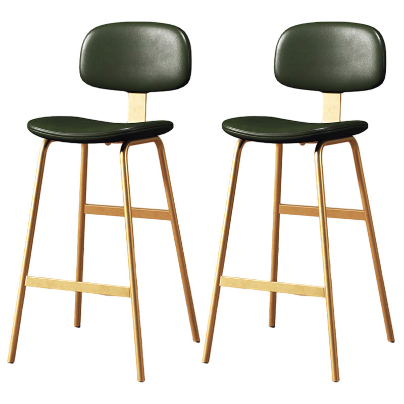 Modern Style Bar-stool Metal Legs Bucket Leather Seat Barstool for Restaurant Kitchen Green Gold 2 Piece Set Clearhalo 'Bar Furniture' 'Bar Stools' 'bar_stools' 'furn' 'furn_bar_stools' 'furniture_bar_stools' 'Kitchen & Dining Furniture' 'kitchen&dining_furn' 'kitchen' 'kitchen_furn' Furniture' 4439919