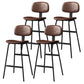 Modern Style Bar-stool Metal Legs Bucket Leather Seat Barstool for Restaurant Kitchen Black-Brown 4 Piece Set Clearhalo 'Bar Furniture' 'Bar Stools' 'bar_stools' 'furn' 'furn_bar_stools' 'furniture_bar_stools' 'Kitchen & Dining Furniture' 'kitchen&dining_furn' 'kitchen' 'kitchen_furn' Furniture' 4439932