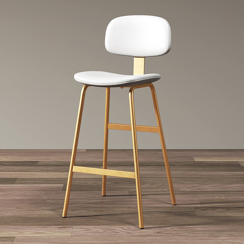 Modern Style Bar-stool Metal Legs Bucket Leather Seat Barstool for Restaurant Kitchen White-Gold 1 Piece Counter Stool(26"H) Clearhalo 'Bar Furniture' 'Bar Stools' 'bar_stools' 'furn' 'furn_bar_stools' 'furniture_bar_stools' 'Kitchen & Dining Furniture' 'kitchen&dining_furn' 'kitchen' 'kitchen_furn' Furniture' 4439933