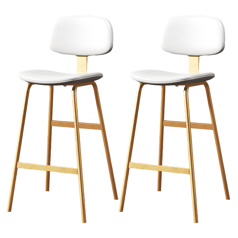 Modern Style Bar-stool Metal Legs Bucket Leather Seat Barstool for Restaurant Kitchen White-Gold 2 Piece Set Counter Stool(26"H) Clearhalo 'Bar Furniture' 'Bar Stools' 'bar_stools' 'furn' 'furn_bar_stools' 'furniture_bar_stools' 'Kitchen & Dining Furniture' 'kitchen&dining_furn' 'kitchen' 'kitchen_furn' Furniture' 4439934