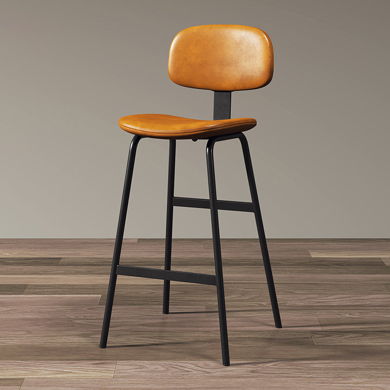Modern Style Bar-stool Metal Legs Bucket Leather Seat Barstool for Restaurant Kitchen Black-Yellow 1 Piece Counter Stool(26"H) Clearhalo 'Bar Furniture' 'Bar Stools' 'bar_stools' 'furn' 'furn_bar_stools' 'furniture_bar_stools' 'Kitchen & Dining Furniture' 'kitchen&dining_furn' 'kitchen' 'kitchen_furn' Furniture' 4439936