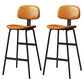 Modern Style Bar-stool Metal Legs Bucket Leather Seat Barstool for Restaurant Kitchen Black-Yellow 2 Piece Set Counter Stool(26"H) Clearhalo 'Bar Furniture' 'Bar Stools' 'bar_stools' 'furn' 'furn_bar_stools' 'furniture_bar_stools' 'Kitchen & Dining Furniture' 'kitchen&dining_furn' 'kitchen' 'kitchen_furn' Furniture' 4439937
