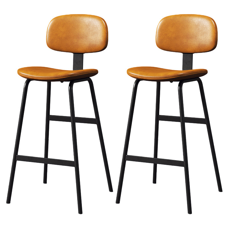 Modern Style Bar-stool Metal Legs Bucket Leather Seat Barstool for Restaurant Kitchen Black-Yellow 2 Piece Set Counter Stool(26"H) Clearhalo 'Bar Furniture' 'Bar Stools' 'bar_stools' 'furn' 'furn_bar_stools' 'furniture_bar_stools' 'Kitchen & Dining Furniture' 'kitchen&dining_furn' 'kitchen' 'kitchen_furn' Furniture' 4439937