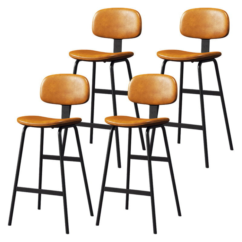 Modern Style Bar-stool Metal Legs Bucket Leather Seat Barstool for Restaurant Kitchen Black-Yellow 4 Piece Set Counter Stool(26"H) Clearhalo 'Bar Furniture' 'Bar Stools' 'bar_stools' 'furn' 'furn_bar_stools' 'furniture_bar_stools' 'Kitchen & Dining Furniture' 'kitchen&dining_furn' 'kitchen' 'kitchen_furn' Furniture' 4439938