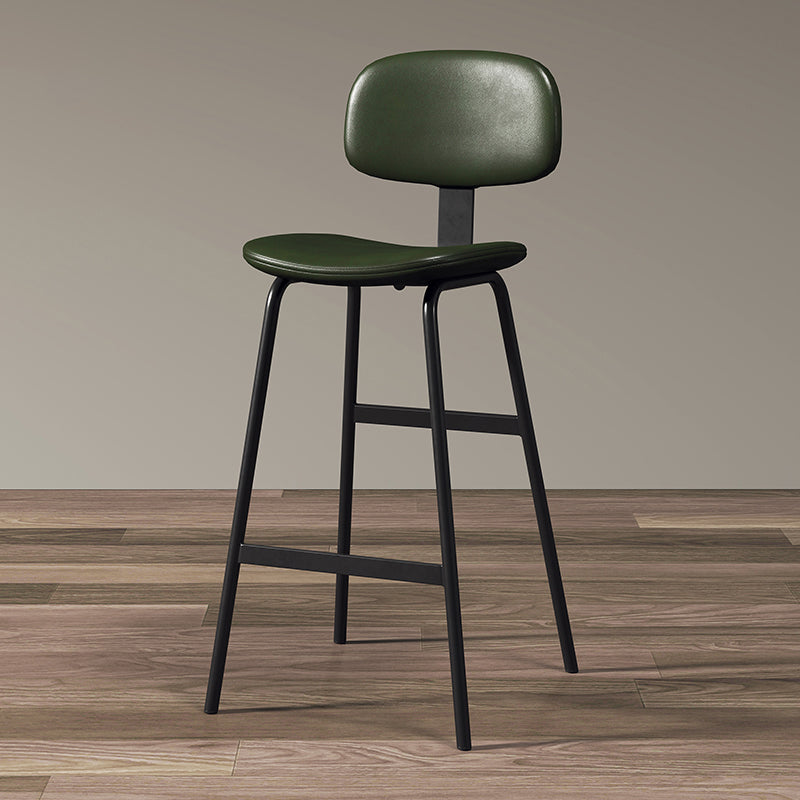 Modern Style Bar-stool Metal Legs Bucket Leather Seat Barstool for Restaurant Kitchen Blackish Green 1 Piece Clearhalo 'Bar Furniture' 'Bar Stools' 'bar_stools' 'furn' 'furn_bar_stools' 'furniture_bar_stools' 'Kitchen & Dining Furniture' 'kitchen&dining_furn' 'kitchen' 'kitchen_furn' Furniture' 4439939