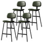 Modern Style Bar-stool Metal Legs Bucket Leather Seat Barstool for Restaurant Kitchen Blackish Green 4 Piece Set Clearhalo 'Bar Furniture' 'Bar Stools' 'bar_stools' 'furn' 'furn_bar_stools' 'furniture_bar_stools' 'Kitchen & Dining Furniture' 'kitchen&dining_furn' 'kitchen' 'kitchen_furn' Furniture' 4439941