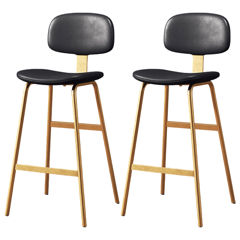 Modern Style Bar-stool Metal Legs Bucket Leather Seat Barstool for Restaurant Kitchen Gold-Black 2 Piece Set Counter Stool(26"H) Clearhalo 'Bar Furniture' 'Bar Stools' 'bar_stools' 'furn' 'furn_bar_stools' 'furniture_bar_stools' 'Kitchen & Dining Furniture' 'kitchen&dining_furn' 'kitchen' 'kitchen_furn' Furniture' 4439943