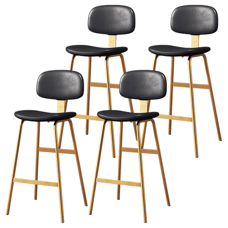 Modern Style Bar-stool Metal Legs Bucket Leather Seat Barstool for Restaurant Kitchen Gold-Black 4 Piece Set Counter Stool(26"H) Clearhalo 'Bar Furniture' 'Bar Stools' 'bar_stools' 'furn' 'furn_bar_stools' 'furniture_bar_stools' 'Kitchen & Dining Furniture' 'kitchen&dining_furn' 'kitchen' 'kitchen_furn' Furniture' 4439944