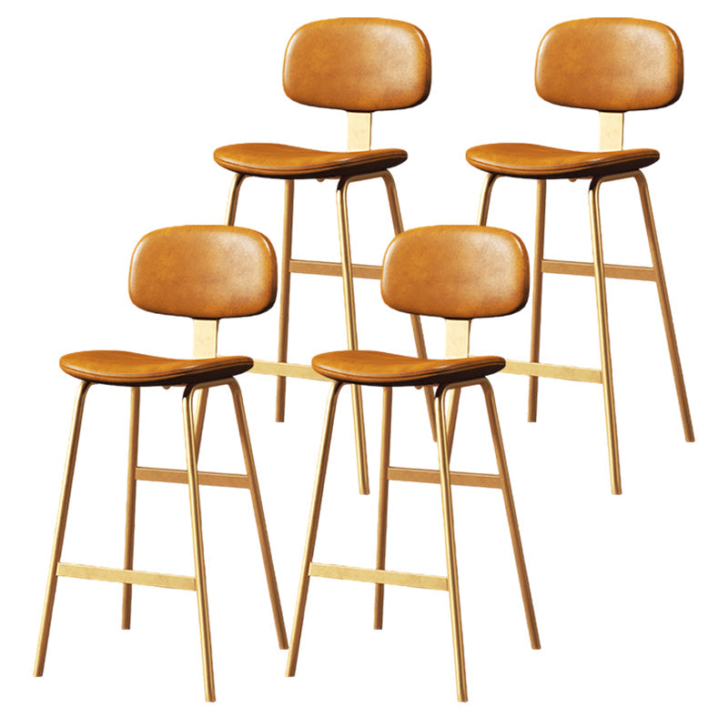Modern Style Bar-stool Metal Legs Bucket Leather Seat Barstool for Restaurant Kitchen Golden 4 Piece Set Clearhalo 'Bar Furniture' 'Bar Stools' 'bar_stools' 'furn' 'furn_bar_stools' 'furniture_bar_stools' 'Kitchen & Dining Furniture' 'kitchen&dining_furn' 'kitchen' 'kitchen_furn' Furniture' 4439947