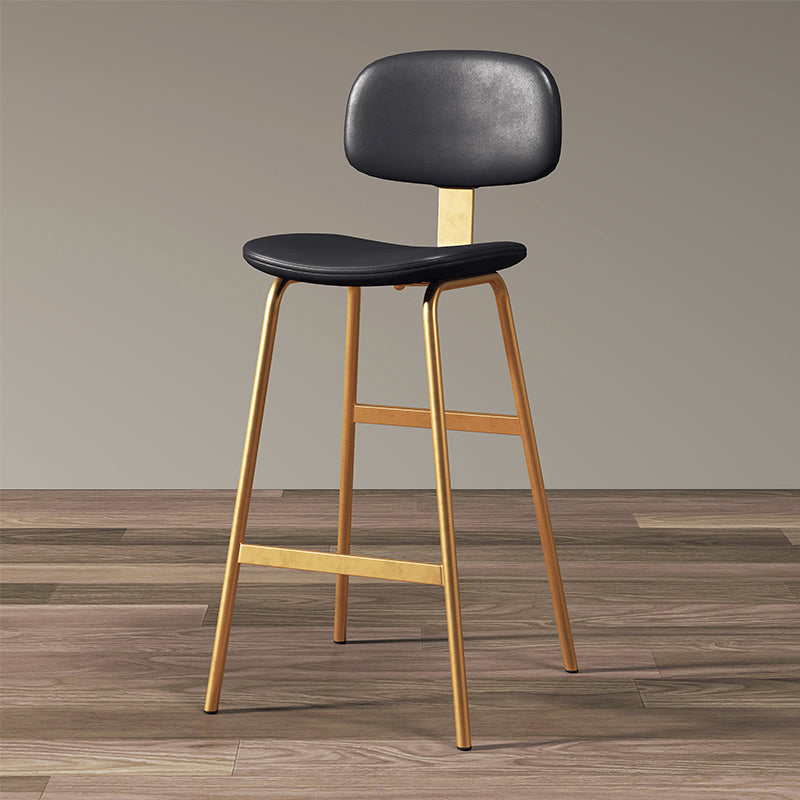 Modern Style Bar-stool Metal Legs Bucket Leather Seat Barstool for Restaurant Kitchen Gold-Black 1 Piece Bar Stool(30"H) Clearhalo 'Bar Furniture' 'Bar Stools' 'bar_stools' 'furn' 'furn_bar_stools' 'furniture_bar_stools' 'Kitchen & Dining Furniture' 'kitchen&dining_furn' 'kitchen' 'kitchen_furn' Furniture' 4439948