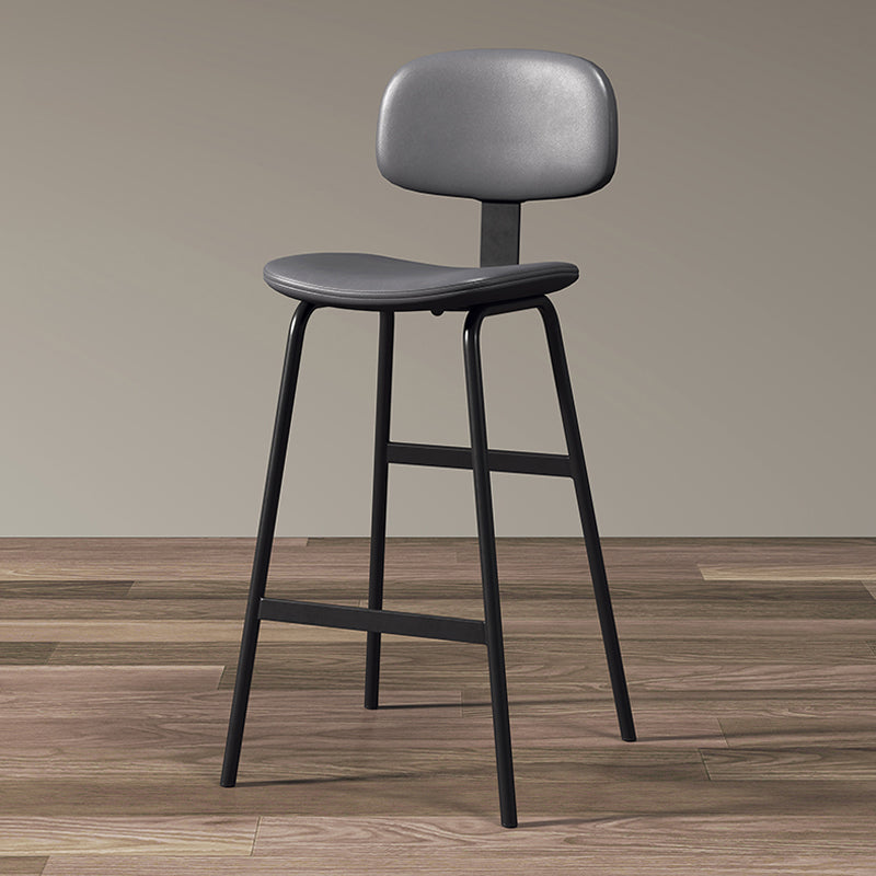 Modern Style Bar-stool Metal Legs Bucket Leather Seat Barstool for Restaurant Kitchen Black-Gray 1 Piece Bar Stool(30"H) Clearhalo 'Bar Furniture' 'Bar Stools' 'bar_stools' 'furn' 'furn_bar_stools' 'furniture_bar_stools' 'Kitchen & Dining Furniture' 'kitchen&dining_furn' 'kitchen' 'kitchen_furn' Furniture' 4439951