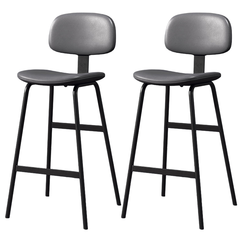 Modern Style Bar-stool Metal Legs Bucket Leather Seat Barstool for Restaurant Kitchen Black-Gray 2 Piece Set Bar Stool(30"H) Clearhalo 'Bar Furniture' 'Bar Stools' 'bar_stools' 'furn' 'furn_bar_stools' 'furniture_bar_stools' 'Kitchen & Dining Furniture' 'kitchen&dining_furn' 'kitchen' 'kitchen_furn' Furniture' 4439952
