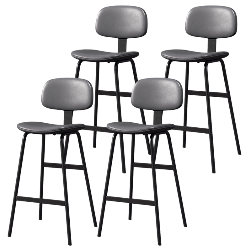 Modern Style Bar-stool Metal Legs Bucket Leather Seat Barstool for Restaurant Kitchen Black-Gray 4 Piece Set Bar Stool(30"H) Clearhalo 'Bar Furniture' 'Bar Stools' 'bar_stools' 'furn' 'furn_bar_stools' 'furniture_bar_stools' 'Kitchen & Dining Furniture' 'kitchen&dining_furn' 'kitchen' 'kitchen_furn' Furniture' 4439953