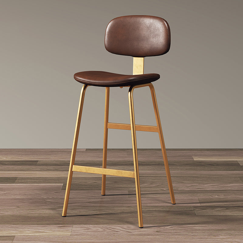 Modern Style Bar-stool Metal Legs Bucket Leather Seat Barstool for Restaurant Kitchen Gold-Brown 1 Piece Bar Stool(30"H) Clearhalo 'Bar Furniture' 'Bar Stools' 'bar_stools' 'furn' 'furn_bar_stools' 'furniture_bar_stools' 'Kitchen & Dining Furniture' 'kitchen&dining_furn' 'kitchen' 'kitchen_furn' Furniture' 4439954