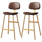 Modern Style Bar-stool Metal Legs Bucket Leather Seat Barstool for Restaurant Kitchen Gold-Brown 2 Piece Set Bar Stool(30"H) Clearhalo 'Bar Furniture' 'Bar Stools' 'bar_stools' 'furn' 'furn_bar_stools' 'furniture_bar_stools' 'Kitchen & Dining Furniture' 'kitchen&dining_furn' 'kitchen' 'kitchen_furn' Furniture' 4439955