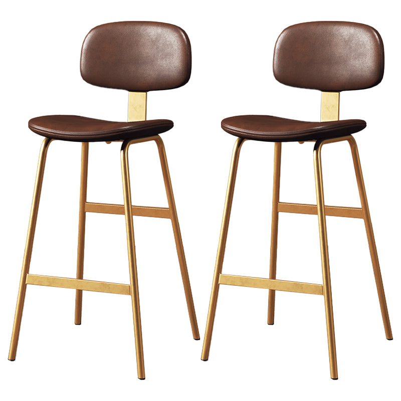 Modern Style Bar-stool Metal Legs Bucket Leather Seat Barstool for Restaurant Kitchen Gold-Brown 2 Piece Set Bar Stool(30"H) Clearhalo 'Bar Furniture' 'Bar Stools' 'bar_stools' 'furn' 'furn_bar_stools' 'furniture_bar_stools' 'Kitchen & Dining Furniture' 'kitchen&dining_furn' 'kitchen' 'kitchen_furn' Furniture' 4439955