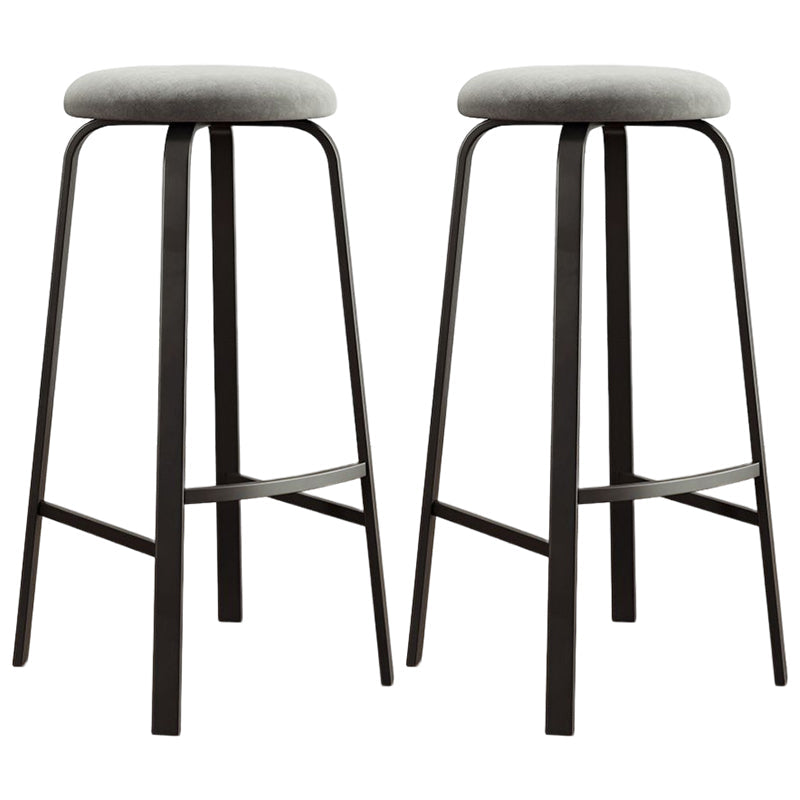 Modern Style Bar-stool Round Seat Barstool with Footrest and Metal Base Light Gray 2 Piece Set Counter Stool(26"H) Clearhalo 'Bar Furniture' 'Bar Stools' 'bar_stools' 'furn' 'furn_bar_stools' 'furniture_bar_stools' 'Kitchen & Dining Furniture' 'kitchen&dining_furn' 'kitchen' 'kitchen_furn' Furniture' 4439979