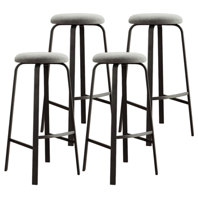 Modern Style Bar-stool Round Seat Barstool with Footrest and Metal Base Light Gray 4 Piece Set Counter Stool(26"H) Clearhalo 'Bar Furniture' 'Bar Stools' 'bar_stools' 'furn' 'furn_bar_stools' 'furniture_bar_stools' 'Kitchen & Dining Furniture' 'kitchen&dining_furn' 'kitchen' 'kitchen_furn' Furniture' 4439981