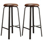 Modern Style Bar-stool Round Seat Barstool with Footrest and Metal Base Dark Brown 2 Piece Set Counter Stool(26"H) Clearhalo 'Bar Furniture' 'Bar Stools' 'bar_stools' 'furn' 'furn_bar_stools' 'furniture_bar_stools' 'Kitchen & Dining Furniture' 'kitchen&dining_furn' 'kitchen' 'kitchen_furn' Furniture' 4439985