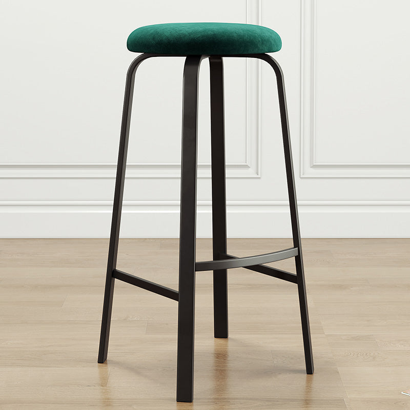 Modern Style Bar-stool Round Seat Barstool with Footrest and Metal Base Lake Green 1 Piece Counter Stool(26"H) Clearhalo 'Bar Furniture' 'Bar Stools' 'bar_stools' 'furn' 'furn_bar_stools' 'furniture_bar_stools' 'Kitchen & Dining Furniture' 'kitchen&dining_furn' 'kitchen' 'kitchen_furn' Furniture' 4439988