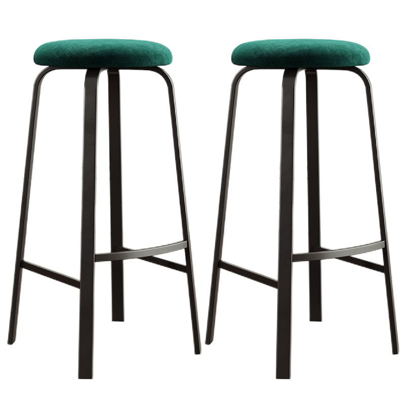 Modern Style Bar-stool Round Seat Barstool with Footrest and Metal Base Lake Green 2 Piece Set Counter Stool(26"H) Clearhalo 'Bar Furniture' 'Bar Stools' 'bar_stools' 'furn' 'furn_bar_stools' 'furniture_bar_stools' 'Kitchen & Dining Furniture' 'kitchen&dining_furn' 'kitchen' 'kitchen_furn' Furniture' 4439990