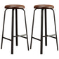 Modern Style Bar-stool Round Seat Barstool with Footrest and Metal Base Dark Brown 2 Piece Set Bar Stool(30"H) Clearhalo 'Bar Furniture' 'Bar Stools' 'bar_stools' 'furn' 'furn_bar_stools' 'furniture_bar_stools' 'Kitchen & Dining Furniture' 'kitchen&dining_furn' 'kitchen' 'kitchen_furn' Furniture' 4439993