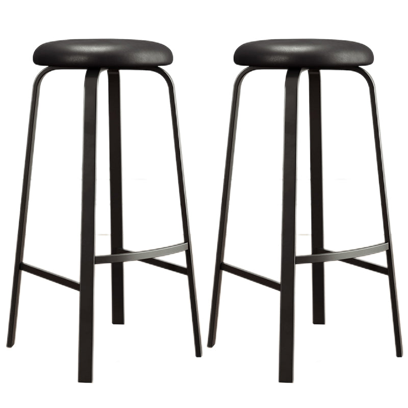 Modern Style Bar-stool Round Seat Barstool with Footrest and Metal Base Black 2 Piece Set Counter Stool(26"H) Clearhalo 'Bar Furniture' 'Bar Stools' 'bar_stools' 'furn' 'furn_bar_stools' 'furniture_bar_stools' 'Kitchen & Dining Furniture' 'kitchen&dining_furn' 'kitchen' 'kitchen_furn' Furniture' 4439996