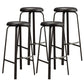 Modern Style Bar-stool Round Seat Barstool with Footrest and Metal Base Black 4 Piece Set Counter Stool(26"H) Clearhalo 'Bar Furniture' 'Bar Stools' 'bar_stools' 'furn' 'furn_bar_stools' 'furniture_bar_stools' 'Kitchen & Dining Furniture' 'kitchen&dining_furn' 'kitchen' 'kitchen_furn' Furniture' 4439997