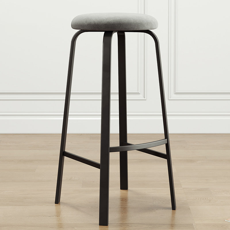 Modern Style Bar-stool Round Seat Barstool with Footrest and Metal Base Light Gray 1 Piece Bar Stool(30"H) Clearhalo 'Bar Furniture' 'Bar Stools' 'bar_stools' 'furn' 'furn_bar_stools' 'furniture_bar_stools' 'Kitchen & Dining Furniture' 'kitchen&dining_furn' 'kitchen' 'kitchen_furn' Furniture' 4439998