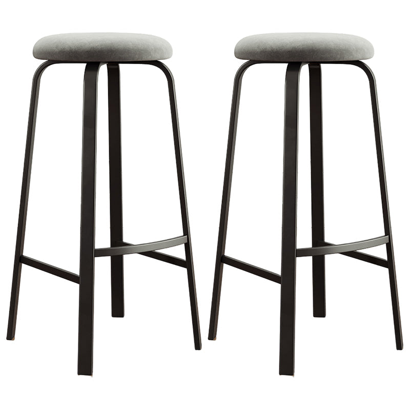 Modern Style Bar-stool Round Seat Barstool with Footrest and Metal Base Light Gray 2 Piece Set Bar Stool(30"H) Clearhalo 'Bar Furniture' 'Bar Stools' 'bar_stools' 'furn' 'furn_bar_stools' 'furniture_bar_stools' 'Kitchen & Dining Furniture' 'kitchen&dining_furn' 'kitchen' 'kitchen_furn' Furniture' 4439999