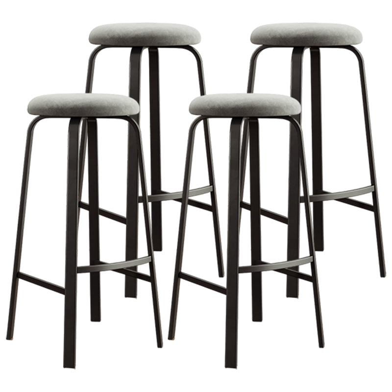 Modern Style Bar-stool Round Seat Barstool with Footrest and Metal Base Light Gray 4 Piece Set Bar Stool(30"H) Clearhalo 'Bar Furniture' 'Bar Stools' 'bar_stools' 'furn' 'furn_bar_stools' 'furniture_bar_stools' 'Kitchen & Dining Furniture' 'kitchen&dining_furn' 'kitchen' 'kitchen_furn' Furniture' 4440000