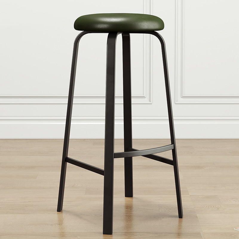 Modern Style Bar-stool Round Seat Barstool with Footrest and Metal Base Green 1 Piece Clearhalo 'Bar Furniture' 'Bar Stools' 'bar_stools' 'furn' 'furn_bar_stools' 'furniture_bar_stools' 'Kitchen & Dining Furniture' 'kitchen&dining_furn' 'kitchen' 'kitchen_furn' Furniture' 4440001