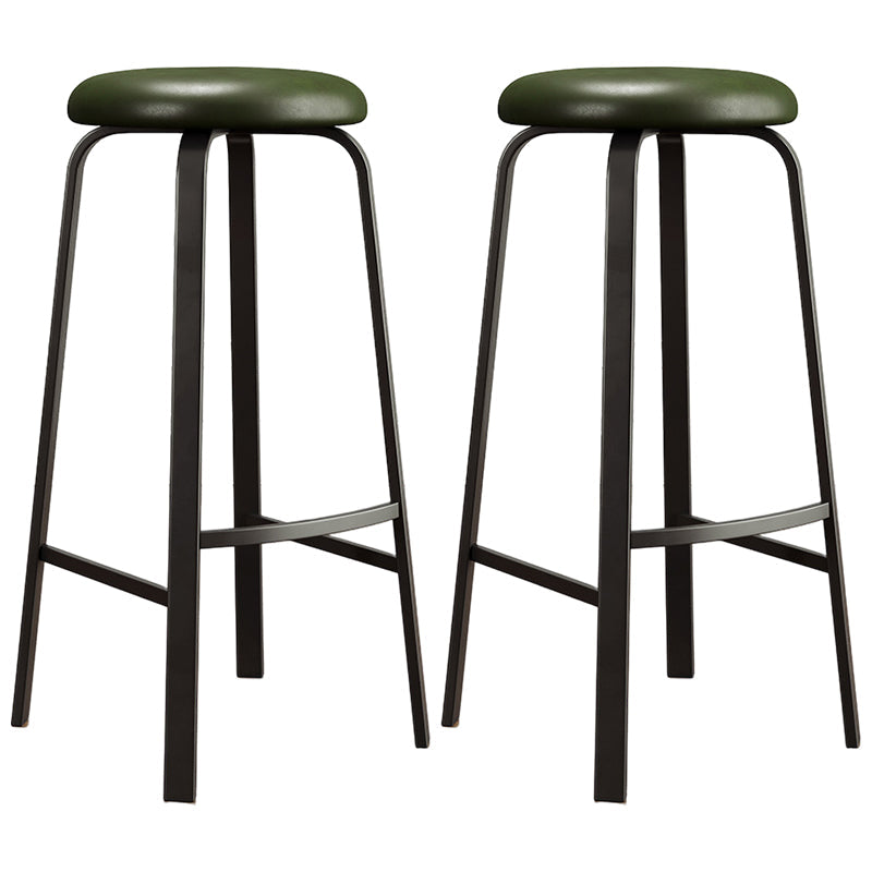 Modern Style Bar-stool Round Seat Barstool with Footrest and Metal Base Green 2 Piece Set Clearhalo 'Bar Furniture' 'Bar Stools' 'bar_stools' 'furn' 'furn_bar_stools' 'furniture_bar_stools' 'Kitchen & Dining Furniture' 'kitchen&dining_furn' 'kitchen' 'kitchen_furn' Furniture' 4440002