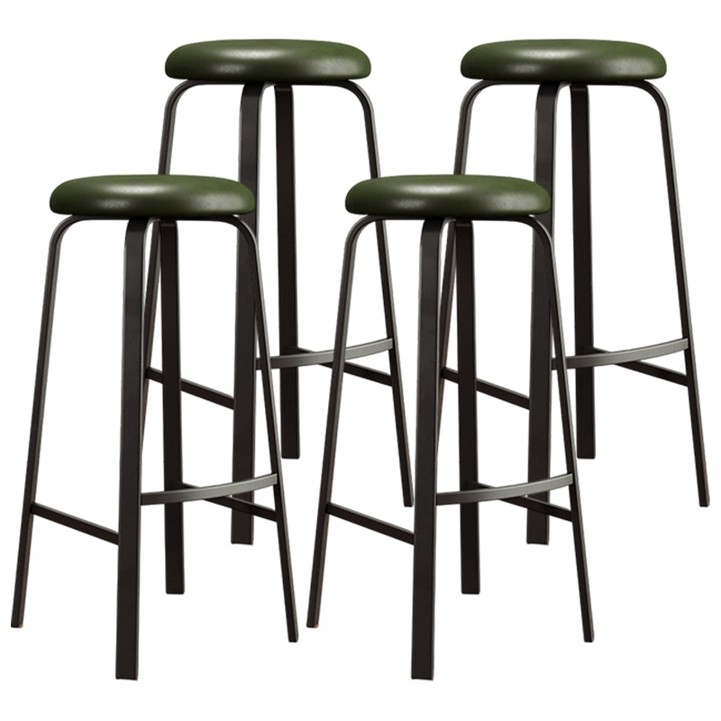 Modern Style Bar-stool Round Seat Barstool with Footrest and Metal Base Green 4 Piece Set Clearhalo 'Bar Furniture' 'Bar Stools' 'bar_stools' 'furn' 'furn_bar_stools' 'furniture_bar_stools' 'Kitchen & Dining Furniture' 'kitchen&dining_furn' 'kitchen' 'kitchen_furn' Furniture' 4440003