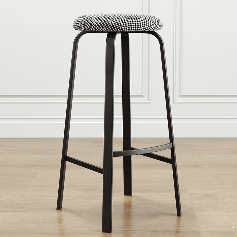 Modern Style Bar-stool Round Seat Barstool with Footrest and Metal Base Dark Gray 1 Piece Counter Stool(26"H) Clearhalo 'Bar Furniture' 'Bar Stools' 'bar_stools' 'furn' 'furn_bar_stools' 'furniture_bar_stools' 'Kitchen & Dining Furniture' 'kitchen&dining_furn' 'kitchen' 'kitchen_furn' Furniture' 4440004