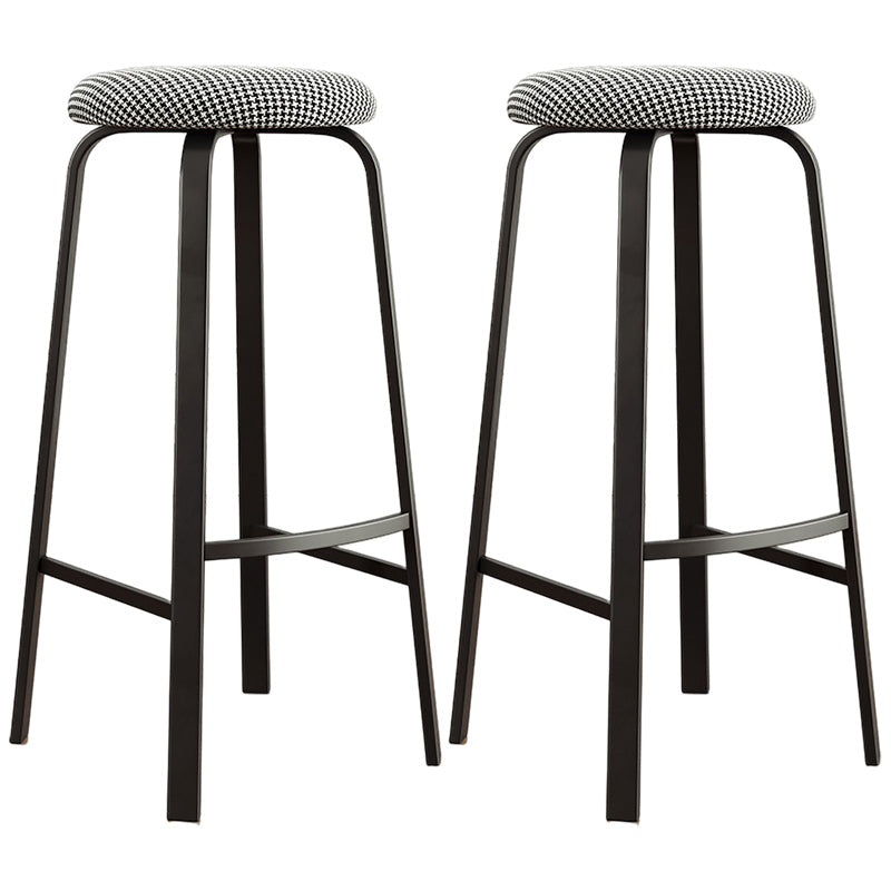 Modern Style Bar-stool Round Seat Barstool with Footrest and Metal Base Dark Gray 2 Piece Set Counter Stool(26"H) Clearhalo 'Bar Furniture' 'Bar Stools' 'bar_stools' 'furn' 'furn_bar_stools' 'furniture_bar_stools' 'Kitchen & Dining Furniture' 'kitchen&dining_furn' 'kitchen' 'kitchen_furn' Furniture' 4440005