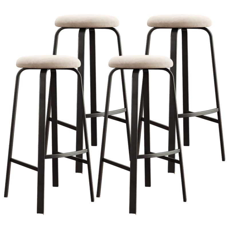 Modern Style Bar-stool Round Seat Barstool with Footrest and Metal Base Beige 4 Piece Set Counter Stool(26"H) Clearhalo 'Bar Furniture' 'Bar Stools' 'bar_stools' 'furn' 'furn_bar_stools' 'furniture_bar_stools' 'Kitchen & Dining Furniture' 'kitchen&dining_furn' 'kitchen' 'kitchen_furn' Furniture' 4440009