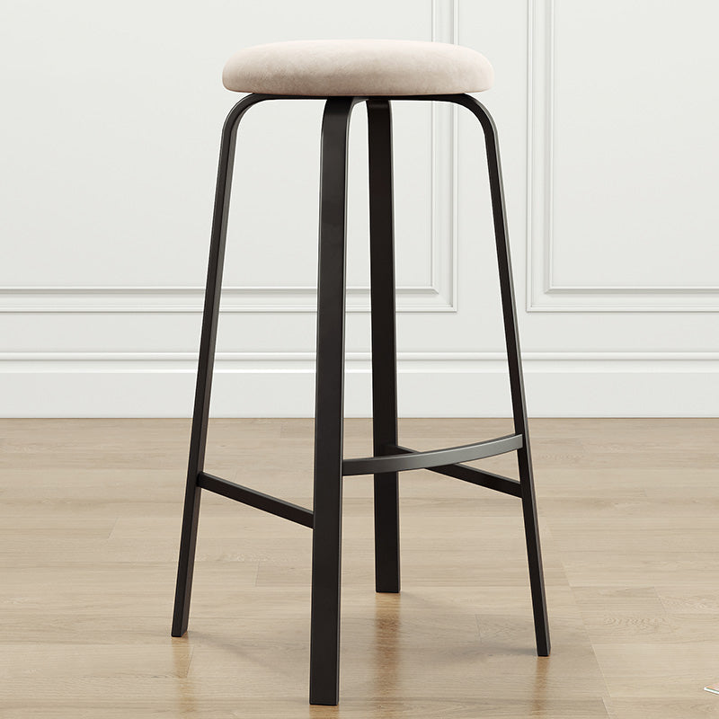 Modern Style Bar-stool Round Seat Barstool with Footrest and Metal Base Beige 1 Piece Bar Stool(30"H) Clearhalo 'Bar Furniture' 'Bar Stools' 'bar_stools' 'furn' 'furn_bar_stools' 'furniture_bar_stools' 'Kitchen & Dining Furniture' 'kitchen&dining_furn' 'kitchen' 'kitchen_furn' Furniture' 4440010