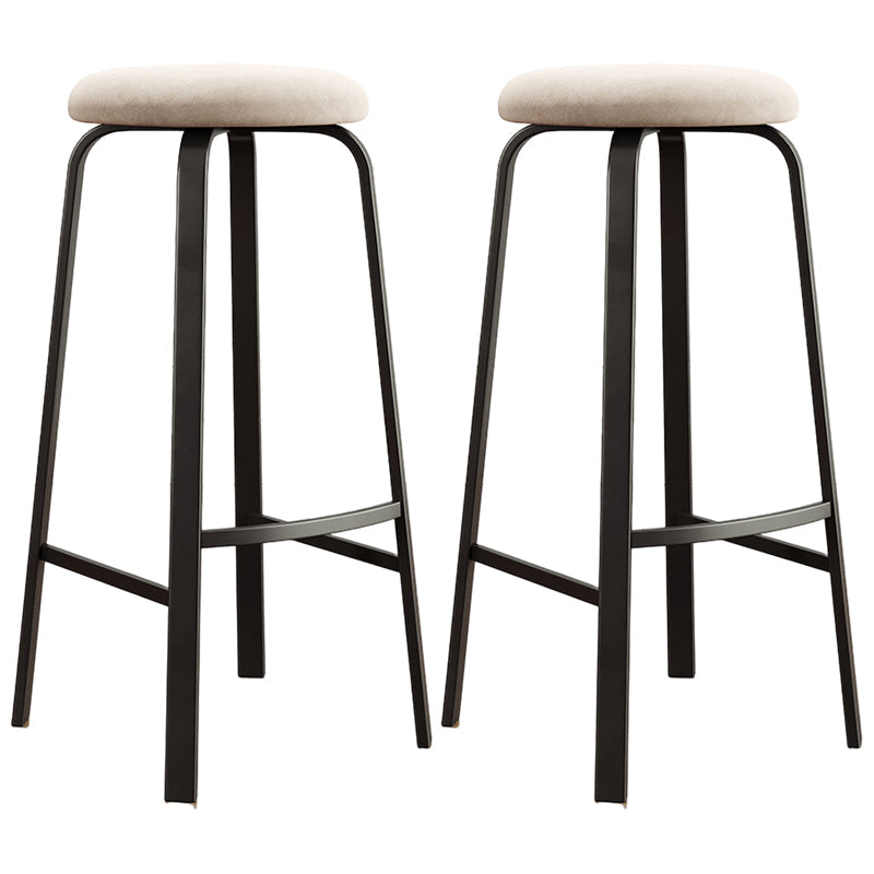 Modern Style Bar-stool Round Seat Barstool with Footrest and Metal Base Beige 2 Piece Set Bar Stool(30"H) Clearhalo 'Bar Furniture' 'Bar Stools' 'bar_stools' 'furn' 'furn_bar_stools' 'furniture_bar_stools' 'Kitchen & Dining Furniture' 'kitchen&dining_furn' 'kitchen' 'kitchen_furn' Furniture' 4440011