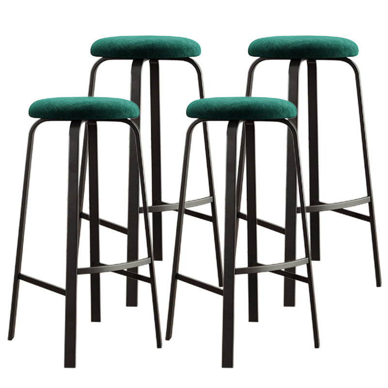 Modern Style Bar-stool Round Seat Barstool with Footrest and Metal Base Lake Green 4 Piece Set Bar Stool(30"H) Clearhalo 'Bar Furniture' 'Bar Stools' 'bar_stools' 'furn' 'furn_bar_stools' 'furniture_bar_stools' 'Kitchen & Dining Furniture' 'kitchen&dining_furn' 'kitchen' 'kitchen_furn' Furniture' 4440018