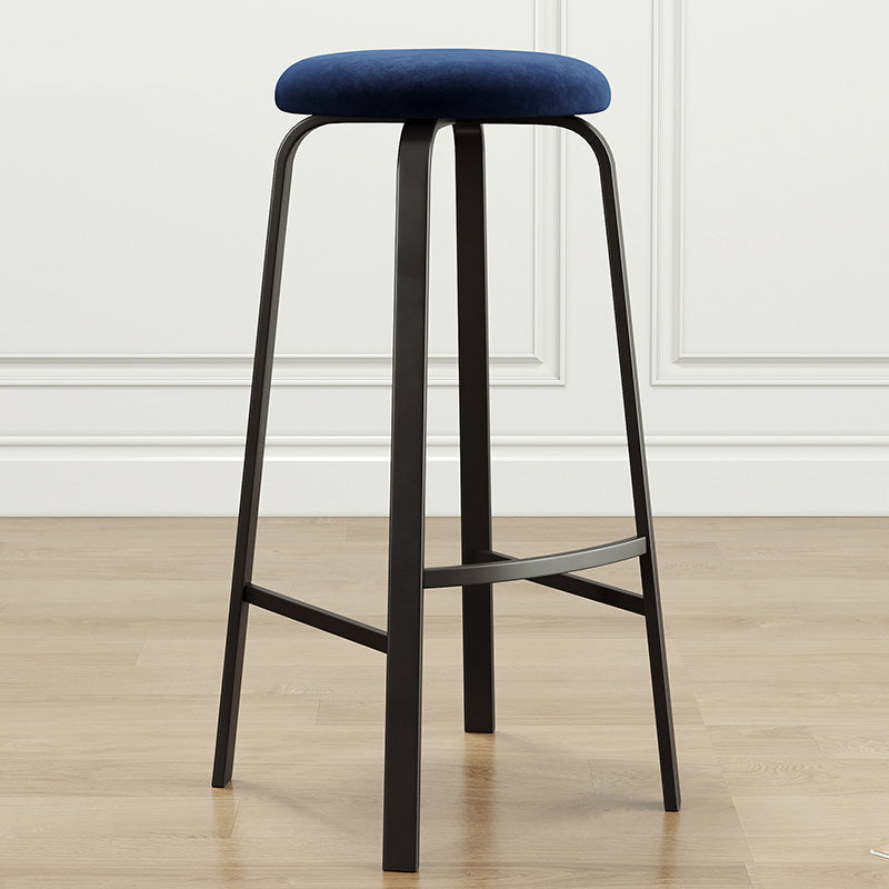 Modern Style Bar-stool Round Seat Barstool with Footrest and Metal Base Blue 1 Piece Clearhalo 'Bar Furniture' 'Bar Stools' 'bar_stools' 'furn' 'furn_bar_stools' 'furniture_bar_stools' 'Kitchen & Dining Furniture' 'kitchen&dining_furn' 'kitchen' 'kitchen_furn' Furniture' 4440028