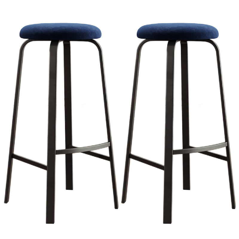 Modern Style Bar-stool Round Seat Barstool with Footrest and Metal Base Blue 2 Piece Set Clearhalo 'Bar Furniture' 'Bar Stools' 'bar_stools' 'furn' 'furn_bar_stools' 'furniture_bar_stools' 'Kitchen & Dining Furniture' 'kitchen&dining_furn' 'kitchen' 'kitchen_furn' Furniture' 4440029