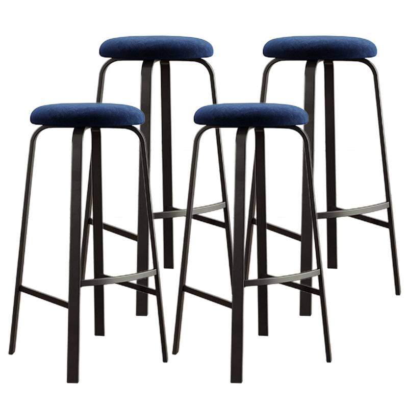 Modern Style Bar-stool Round Seat Barstool with Footrest and Metal Base Blue 4 Piece Set Clearhalo 'Bar Furniture' 'Bar Stools' 'bar_stools' 'furn' 'furn_bar_stools' 'furniture_bar_stools' 'Kitchen & Dining Furniture' 'kitchen&dining_furn' 'kitchen' 'kitchen_furn' Furniture' 4440030