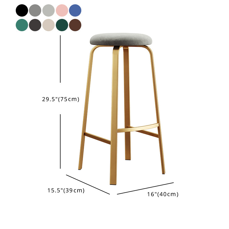 Modern Style Bar-stool Round Seat Barstool with Footrest and Metal Base Clearhalo 'Bar Furniture' 'Bar Stools' 'bar_stools' 'furn' 'furn_bar_stools' 'furniture_bar_stools' 'Kitchen & Dining Furniture' 'kitchen&dining_furn' 'kitchen' 'kitchen_furn' Furniture' 4440034