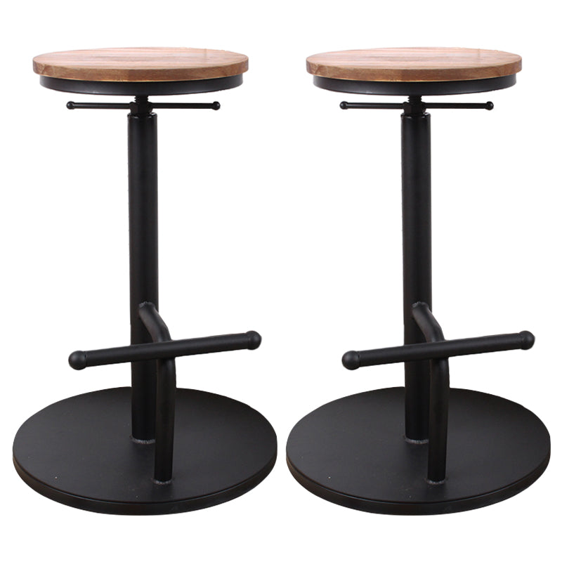 Modern Style Bar Chair with Adjustable Height Swivel Footrest Barstool for Counter Bar Brown 2 Piece Set Backless Clearhalo 'Bar Furniture' 'Bar Stools' 'bar_stools' 'furn' 'furn_bar_stools' 'furniture_bar_stools' 'Kitchen & Dining Furniture' 'kitchen&dining_furn' 'kitchen' 'kitchen_furn' Furniture' 4440039