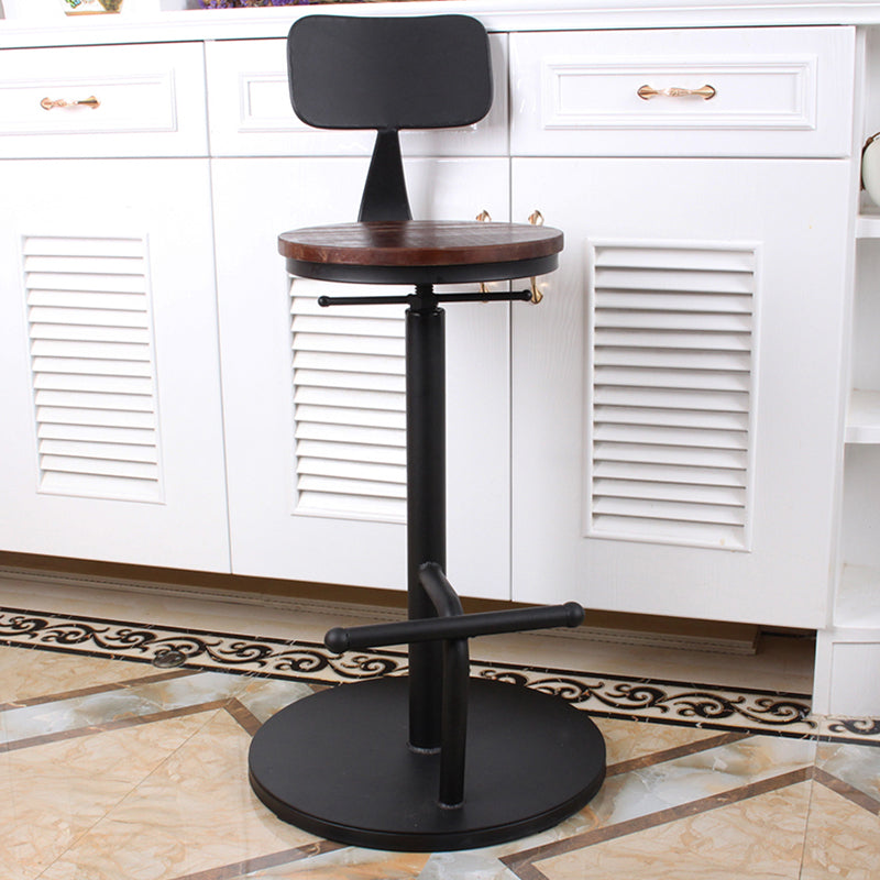 Modern Style Bar Chair with Adjustable Height Swivel Footrest Barstool for Counter Bar Dark Wood 1 Piece Low Back Clearhalo 'Bar Furniture' 'Bar Stools' 'bar_stools' 'furn' 'furn_bar_stools' 'furniture_bar_stools' 'Kitchen & Dining Furniture' 'kitchen&dining_furn' 'kitchen' 'kitchen_furn' Furniture' 4440053
