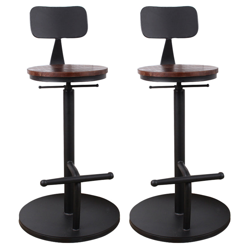 Modern Style Bar Chair with Adjustable Height Swivel Footrest Barstool for Counter Bar Dark Wood 2 Piece Set Low Back Clearhalo 'Bar Furniture' 'Bar Stools' 'bar_stools' 'furn' 'furn_bar_stools' 'furniture_bar_stools' 'Kitchen & Dining Furniture' 'kitchen&dining_furn' 'kitchen' 'kitchen_furn' Furniture' 4440054