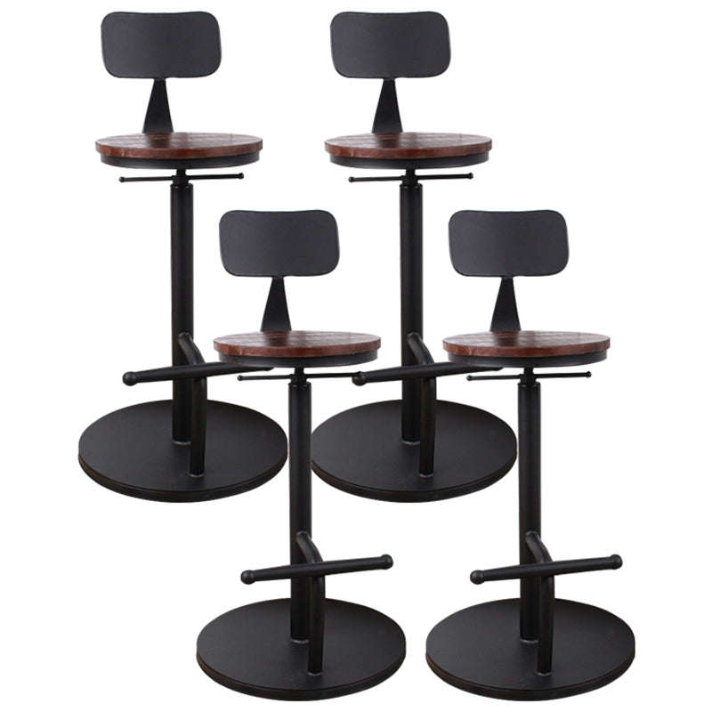Modern Style Bar Chair with Adjustable Height Swivel Footrest Barstool for Counter Bar Dark Wood 4 Piece Set Low Back Clearhalo 'Bar Furniture' 'Bar Stools' 'bar_stools' 'furn' 'furn_bar_stools' 'furniture_bar_stools' 'Kitchen & Dining Furniture' 'kitchen&dining_furn' 'kitchen' 'kitchen_furn' Furniture' 4440055